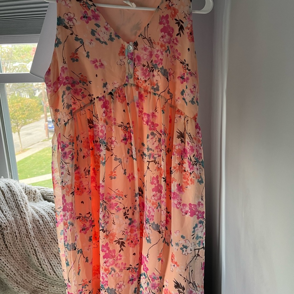 Pinkblush Maternity Peach Floral Dress - Size M